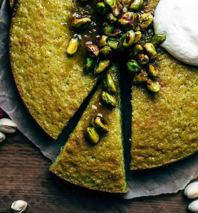Pistachio Cardamom Rose Cake (slice)